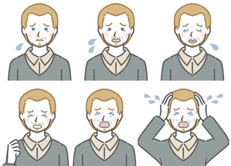 泣く表情の強弱　中年の白人男性