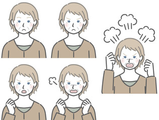 怒る表情の強弱　高齢の白人女性