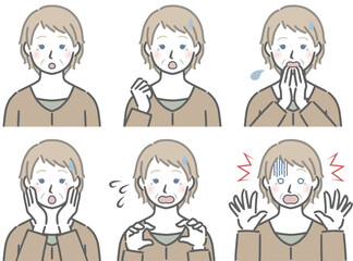 驚く表情の強弱　高齢の白人女性