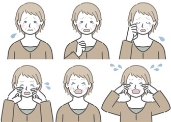 泣く表情の強弱　高齢の白人女性