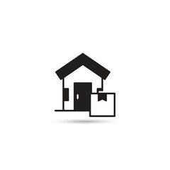 house and box icon on white background