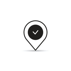 map pin and check mark icon on white background vector illustration