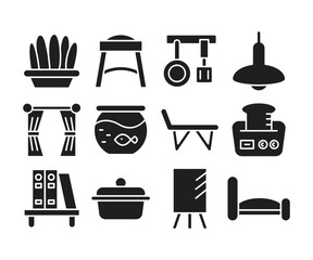 furniture and home appliance icons set