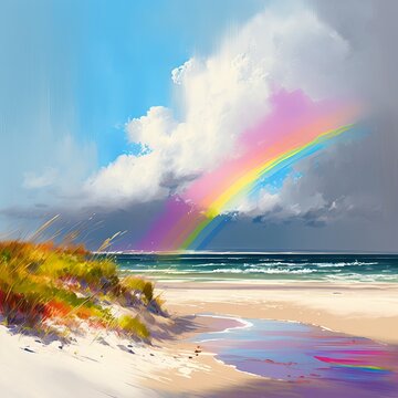 Rainbow Beach Digital Painting (generative AI)