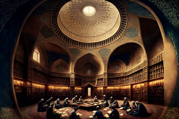 Islamic libraries, a testament to the advancements made by Islamic civilization, brought to life through Generative AI