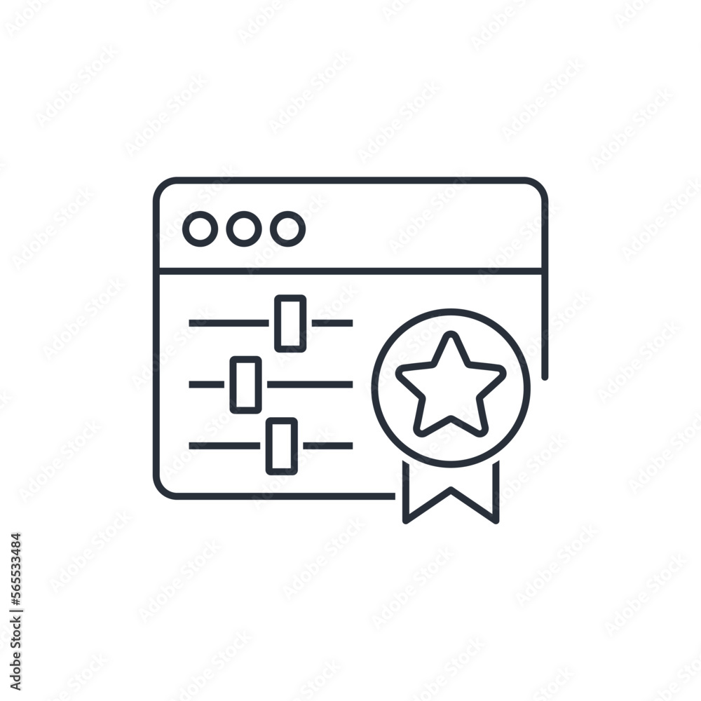 Poster parameter settings. quality, efficiency, management operation. vector linear icon isolated on white 