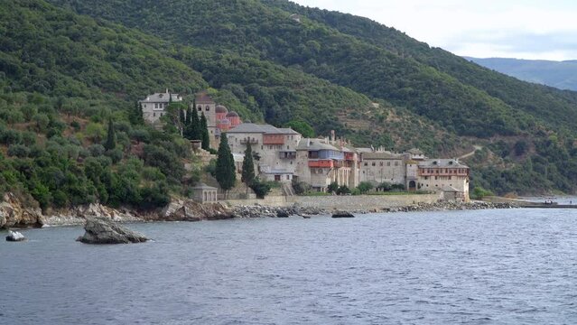 Monastery of Xenophontos (Xenophon) in the Holy Mountain (Agio Oros) of Athos in Macedonia, Greece.