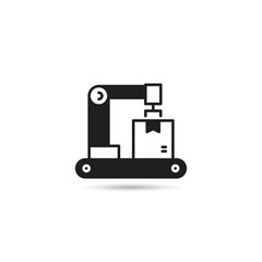 robotic arm and box icon on white background