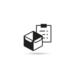box and clipboard icon on white background