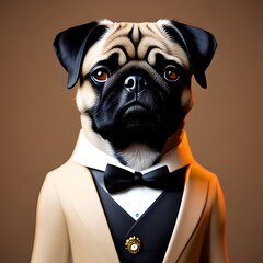 portrait of pug in a suit