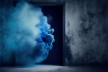 Blue cloudy smoke and a wall texture