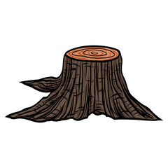 Tree Stump Roots Felled Cut Trunk Vector Drawing Illustration