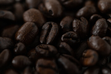 coffee beans background. freshly roasted coffee beans.