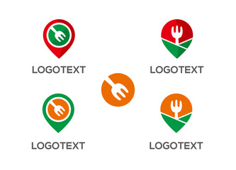 Food Map Pointer logo icon design vector