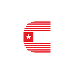 letter c stripes star design flag logo vector