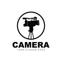 Camera Logo, Cameraman Design, Studio Camera And Photographer Vector, Template Icon