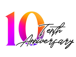 10 ten years anniversary. Vector triangular digits with white background, Happy retirement celebration etc.