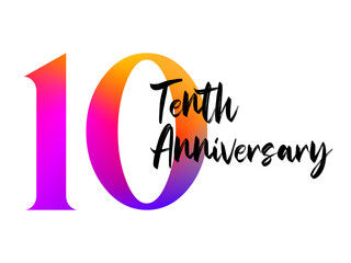 Fototapeta na wymiar 10 ten years anniversary. Vector triangular digits with white background, Happy retirement celebration etc.