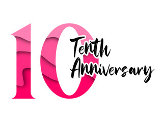 10 ten years anniversary. Vector triangular digits with white background, Happy retirement celebration etc.