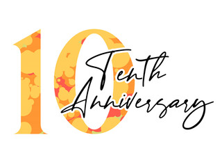 10 ten years anniversary. Vector triangular digits with white background, Happy retirement celebration etc.