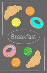 vector illustration breakfast tasty healthy bright on gray background