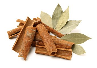Cinnamon on a white background
