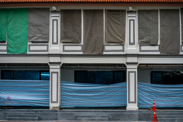 old shophouse house under renovation works , Singapore 