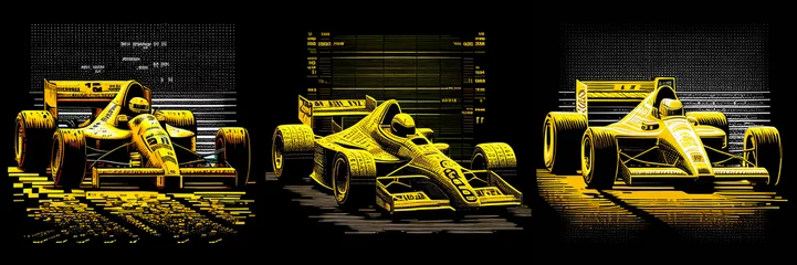 Poster Line Art/ ASCII / Pixelated Race Car Series - Generative Ai © Ai Inspire