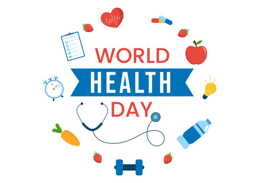 World Health Day on April 7th Illustration with Earth and HealthCare for Web Banner or Landing Page in Flat Cartoon Hand Drawn Templates