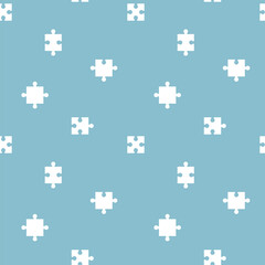 seamless jigsaw puzzle piece repeat pattern in blue background, flat vector illustration design