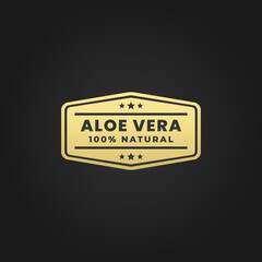 Premium aloe vera label or aloe vera seal vector isolated on black background. Perfect Labels for products containing natural aloe vera. Best aloe vera stamp or seal vector, perfect for natural produc