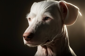 Rendering Portrait of Dog Gazing into Distance, Generative Ai Illustration