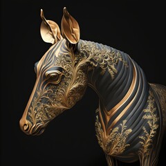 Gold Filigree Inlaid Okapi (generative AI)