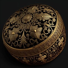 Gold Filigree Inlaid Ottoman (generative AI)