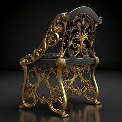 Gold Filigree Inlaid Chair (generative AI)