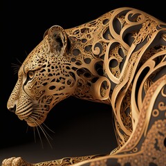Gold Filigree Inlaid Cheetah (generative AI)
