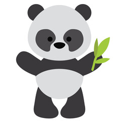 Cute little baby panda bear vector cartoon illustration