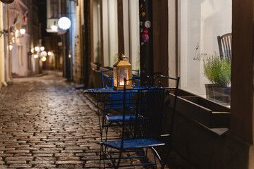 View of a cozy street in the old town of Tallinn