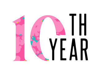10 ten years anniversary. Vector triangular digits with white background, Happy retirement celebration etc.