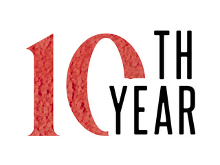 10 ten years anniversary. Vector triangular digits with white background, Happy retirement celebration etc.