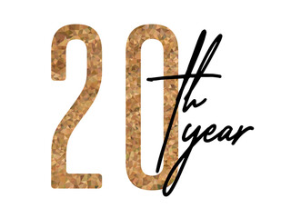20 twenty years anniversary. Vector triangular digits with white background, Happy retirement celebration etc.