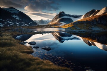Fototapeta na wymiar Landscape with fjord made with generative ai