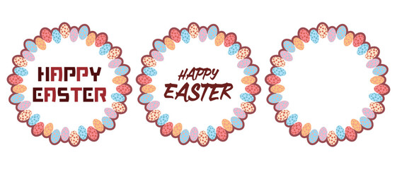 花柄のタマゴが並んだフレームに白色の塗りのフレームなどのセット