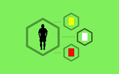 The white card in soccer is now just as much a part of the game as the red and yellow - this is shown in this graphic with the silhouette of a referee