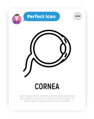 Cornea thin line icon. Structure of human eye. Ophthalmology. Vector illustration.