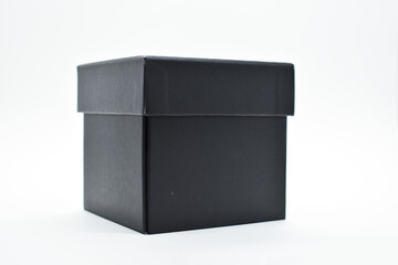 black paper box on white background, packaging industry