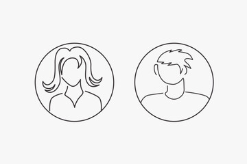 Illustration vector graphic of woman and man line art in circle