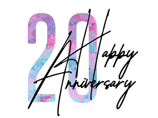 20 twenty years anniversary. Vector triangular digits with white background, Happy retirement celebration etc.