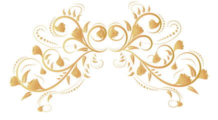 Fototapeta premium Luxury gold frame, exquisite background. Victorian style. Calligraphic brush, royal lines. For your holiday invitations, cards, greetings. Creates a special mood.