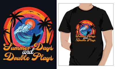 summer t-shirts Design Summer Days And Double Plays